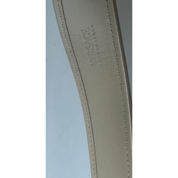 Versace Medusa-Buckle Jacquard Calf Leather Beige Belt 85 (34) DCU4140 NWT $525 main image 7